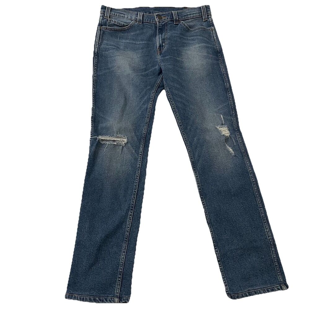 Levi’s 511 Slim Fit Mens Jeans 32 Blue Distressed Stretch Orange Tab Inseam 30”